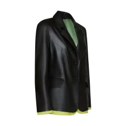 Outlet Nappa Leather Blazer With Contrasting Edging | Damen KLEIDUNG