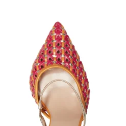 Cheap Fuchsia And Platinum Woven Leather Slingback Sandal | Damen PUMPS|ALLE SCHUHE