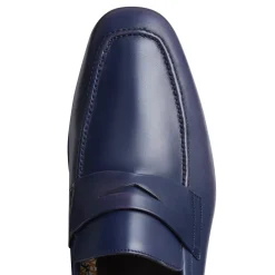 Online Men's Navy Blue Leather Loafer | Herren MOKASSINS