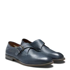 Cheap Blue Leather Double-buckle Derby Shoe | Herren SCHNÜRSCHUHE