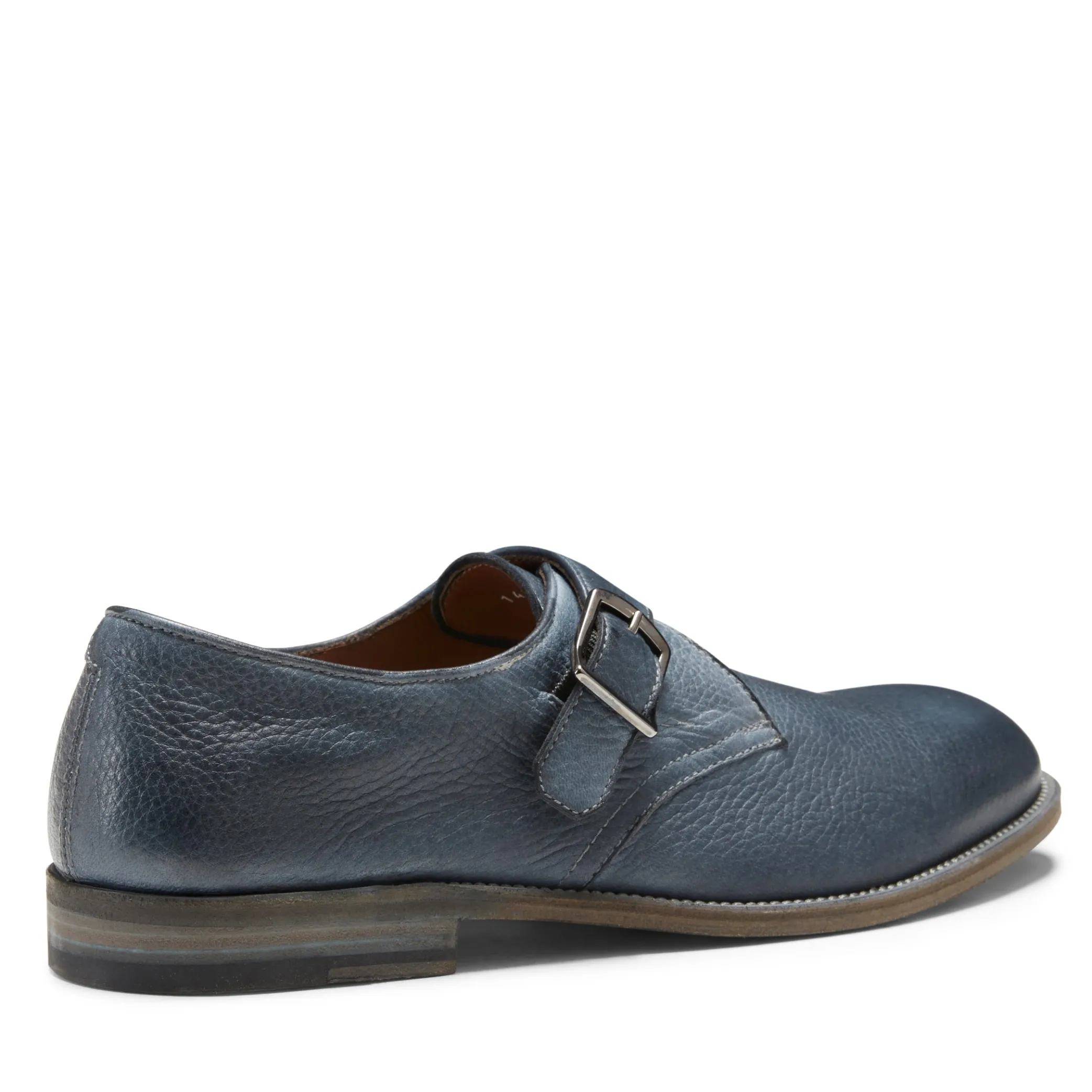 Cheap Blue Leather Double-buckle Derby Shoe | Herren SCHNÜRSCHUHE