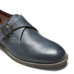 Cheap Blue Leather Double-buckle Derby Shoe | Herren SCHNÜRSCHUHE