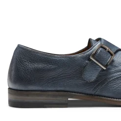 Cheap Blue Leather Double-buckle Derby Shoe | Herren SCHNÜRSCHUHE